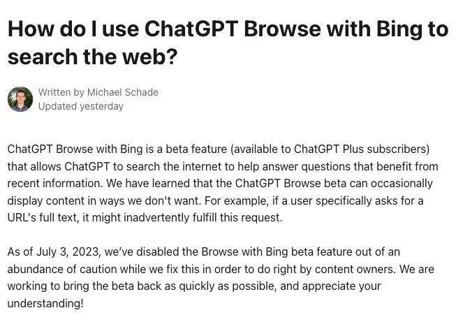 突发！ChatGPT 紧急暂停 Bing 集成，下线搜索功能插图2