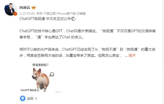 狗屁通：向凌云为ChatGPT取的中文名插图2