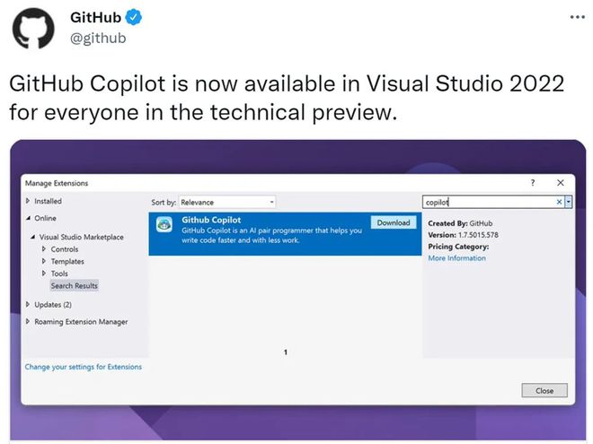 GitHub原生AI代码生成工具Copilot，官方支持Visual Studio 2022插图