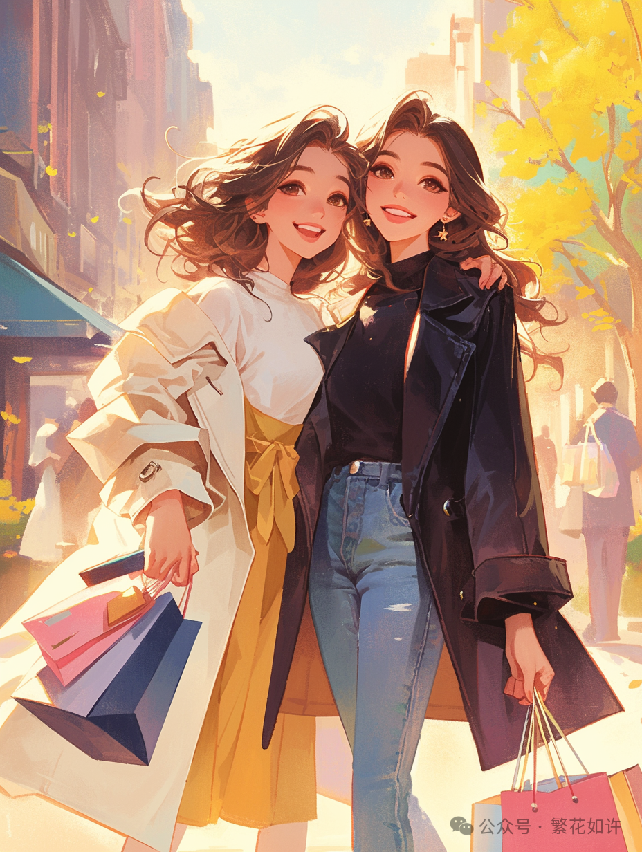 AI绘画：MJ咒语-闺蜜时光插图